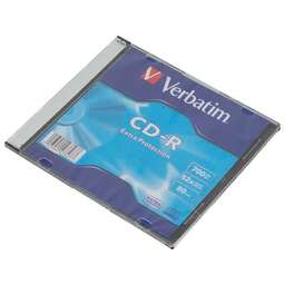 VERBATIM Оптический диск CD-R 700МБ 52x, 1шт., slim case [43347]
