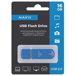 MAXVI P3 16GB sky blue, монолит с колпачком, ABS пластик, USB 2.0