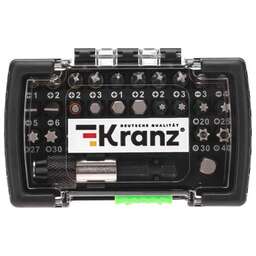 KRANZ (KR-92-0464) Набор бит с магнитным держателем, пластиковый кейс, 32 шт