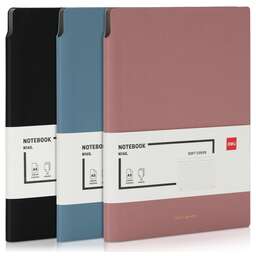 DELI Блокнот EN141LPINK A5 210х143мм искусст. кожа 112л линейка мягкая обложка розовый