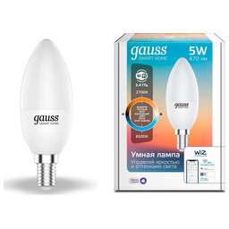 GAUSS Умная лампа IoT Smart Home E14 4.5Вт 495lm Wi-Fi (упак.:1шт) (1260112)