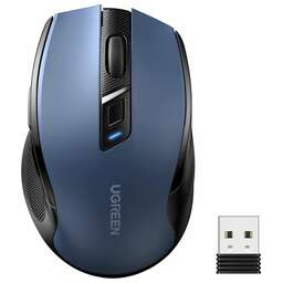 UGREEN Беспроводная компьютерная мышь MU006 (25753) Ergonomic Wireless Mouse 2.4G 4000DPI Silence Design 2.4 GHz&BT. Цвет: синий