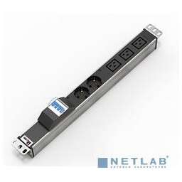 ЦМО REM Блок розеток Rem-32 с авт., инд., 2 Schuko, 3 IEC 60320 C19, 32А, алюм., 19", колодка (R-32-2S-3C19-A-I-440-K)