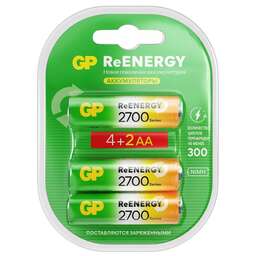 GP Аккумулятор 270AAHC4/2RGY-2CRCB6 AA NiMH 2700mAh (6шт) блистер