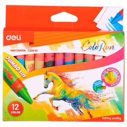 DELI Восковые мелки EC20900 Colorun утолщенные 12цв. картон.кор./европод