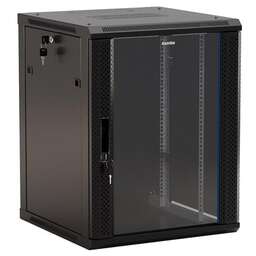 HYPERLINE Шкаф коммутационный TWB-1566-GP-RAL9004 настенный, стеклянная передняя дверь, 15U, 600x600 мм