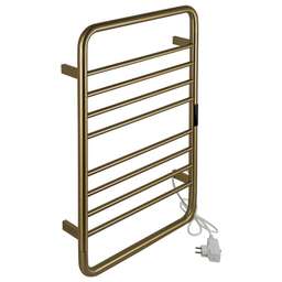 KRAFTTE - Полотенцесушитель электрический, с сенсорным управлением, с таймером до 24 часов, температура нагрева 35 - 70° С, лесенка с заоваленными углами, 10 перекладин, 530 х 840 х 95 мм, из нержавеющей стали, цвет МАТОВОЕ ЗОЛОТО. 44054