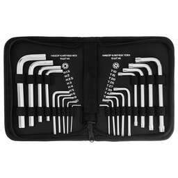 MATRIX Набор ключей имбусовых HEX-Torx , 18 шт: HEX 1.5-10 мм, T10-T50, CrV, коротких, с сатиновым покрытием 12314