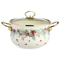 AGNESS 943-085 CELEBRATION эмал. со стекл.крышкой 3.6л 22*13см