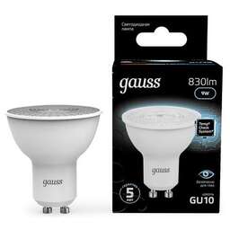 GAUSS Лампа LED GU10, рефлектор, 9Вт, 101506209, 10 шт