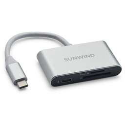 SUNWIND Картридер внешний SW-CR051-S, серебристый