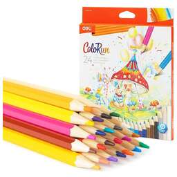 DELI Карандаши ColoRun EC130-24 EC130-24, шестигранный, дерево, 24 цв., коробка европодвес , 24