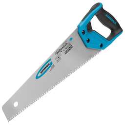 GROSS Ножовка по дереву "Piranha", 400 мм, 7-8 TPI, зуб-3D, каленый зуб, двухкомпонентная рукоятка 24109