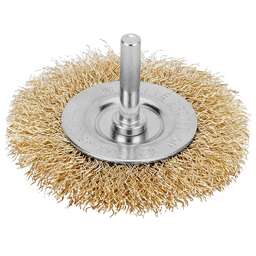 MATRIX Щетка для дрели, 60 мм, плоская со шпилькой, латунированная витая проволока//