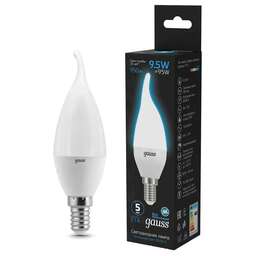 GAUSS Упаковка ламп LED E14, свеча на ветру, 9.5Вт, 104101310, 10 шт