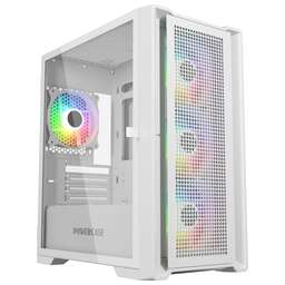 POWERCASE Корпус Alisio Micro X4W V2, Tempered Glass, 4х 120mm ARGB fans, ARGB HUB, белый, mATX (CAMCXW-A4)