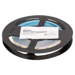 REXANT Лента светодиодная 12В, SMD2835, 9,6Вт/м, 60 LED/м, 3000K, 8мм, 5м, IP20
