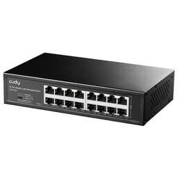 CUDY Коммутатор 16-Port Gigabit Light Managed Switch 16-Port Gigabit Light Managed Switch, 16 Gigabit RJ45 Ports, Rack-mountable Steel Case(Rack-Mount kits included), Power Saving, Plug & Play, Managed/VLAN/Extend working mode DIP switch, Local management via WEB GUI, support STP/RSTP, 802.1Q/Port Based/Voi