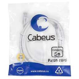 CABEUS Патч-корд PC-UTP-RJ45-CAT.5E-2M-WH-LSZH U/UTP RJ-45 вил.-вилка RJ-45 кат.5E 2м белый LSZH