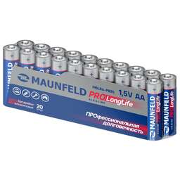MAUNFELD Батарейки PRO Long Life Alkaline AA (LR6) MBLR6-PB20, спайка 20 шт