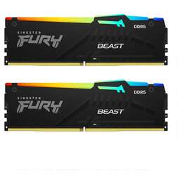 KINGSTON Модуль памяти 16GB DDR5 5200 DIMM FURY Beast Black RGB kit 2*8,Non-ECC, CL40, 1.25V, 288-pin RTL