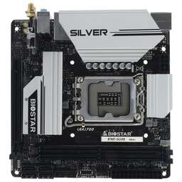 BIOSTAR Материнская плата B760T-Silver Soc-1700 Intel B760 2xDDR5 mini-ITX AC`97 8ch(7.1) 2.5Gg RAID+HDMI+DP