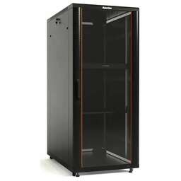 HYPERLINE Шкаф серверный (TTBR-4261-AS-RAL9004) напольный 42U 600x1000мм пер.дв.стекл задн.дв.спл.стал.лист 2 бок.пан. 800кг черный 910мм 128.2кг 2055мм IP20 сталь