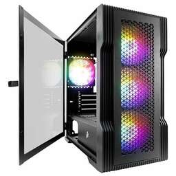 1STPLAYER Корпус TRILOBITE T3 Black / mATX, TG 4x 120mm LED fans inc. T3-BK-4F1