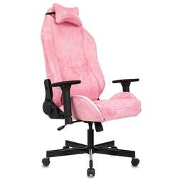 KNIGHT Кресло игровое N1 Fabric розовый Velvet 36 с подголов. крестов. металл