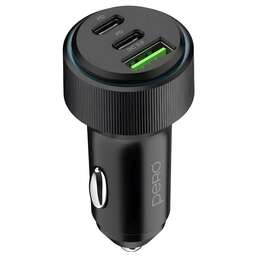 PERO Автомобильное зарядное устройство AС07BL, USB-A, 2xUSB-C, 66Вт, 3A, черный