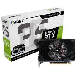 PALIT Видеокарта PCI-E 4.0 RTX3050 STORMX OC NVIDIA GeForce RTX 3050 6Gb 96bit GDDR6 1042/14000 DVIx1 HDMIx1 DPx1 HDCP Ret