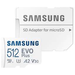 SAMSUNG Карта памяти microSDXC UHS-I U3 Pro PLUS 512 ГБ, 180 МБ/с, Class 10, MB-MD512SA, 1 шт., переходник SD