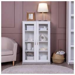 ГУД ЛАКК 2.02.03.390.1 СИРИУС тумба 2 двери со стеклом 78х123 белая RU (2 пак.)