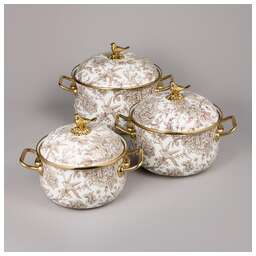 AGNESS НАБОР КАСТРЮЛЬ ЭМАЛИРОВАННЫХ СЕРИЯ "ROYAL GARDEN", 6ПР. 2,1Л, 2,8Л И 3,8Л 950-605