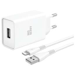 AKSBERRY (6900221580012) T40 1USB 24A + Lightning (белый)