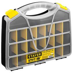 STAYER SPACE-15, 380 х 310 х 70 мм, (15″), пластиковый органайзер с 21 ячейкой (38038-15)