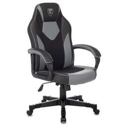 ZOMBIE Кресло игровое GAME 17 черный/серый ткань/эко.кожа крестов. пластик