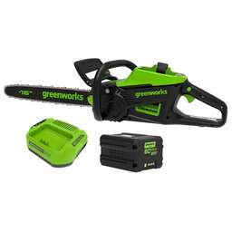 GREENWORKS Цепная пила 2008907UB, аккумуляторная, 60В, 4Ач, без АКБ, с одним аккумулятором