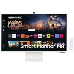 SAMSUNG Монитор 32" S32DM801UI Smart дисплей M8 M80D UHD White (VA, 3840x2160, HDMI+Type C, USB Hub, 4 ms, 178°/178°, 400 cd/m, 3000:1, 60Hz, Spk, Cam, Pivot)