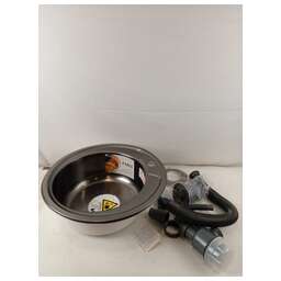 FABIA 9560 Мойка врезная круглая, d = 49 см, из нержавеющей стали, ГРАФИТ, толщина 0,8 мм, глубина 180 мм + большой сифон с переливом (8747866)