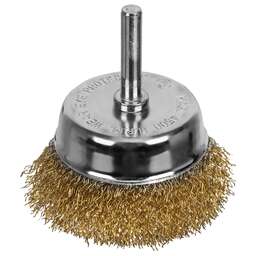 MATRIX Щетка для дрели, 65 мм, "чашка" со шпилькой, латунированная витая проволока//