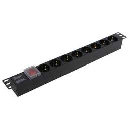 Exegate EX280840RUS Блок розеток ExeGate ServerPro PDU-19H801 Al-8S-C14-SW, 19", 1U, Алюм., 8Schuko, С14