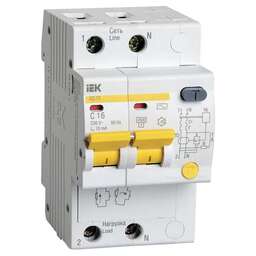 IEK Выключатель автом. дифф. тока MAD10-2-016-C-010 АД12 16A тип C 4.5kA 10мА AC 2П 230В 3мод белый (упак.:1шт)