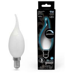 GAUSS Упаковка ламп LED E14, свеча на ветру, 9Вт, 104201209-D, 10 шт