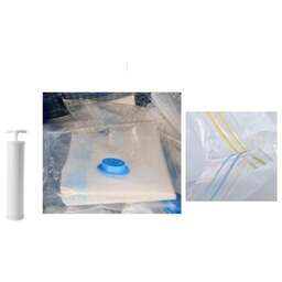 UNISTOR Набор вакуумных пакетов для хранения белья и одежды 12шт: 40X60см 3шт+50X70см 3шт+60X80см 3шт+80X100см 3шт Ручной насос в комплекте. Материал: Полиамид-полиэтиленовая плёнка 0,08мм (PA+PE)