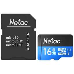 NETAC Карта памяти microSDHC UHS-I U1 P500 16 ГБ, 80 МБ/с, Class 10, NT02P500STN-016G-R, 1 шт., переходник SD