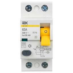 IEK Выключатель дифф. тока (УЗО) ВД1-63 (MDV10-4-063-030) 63A 4П 400В 4 модуля белый (упак.:1шт)