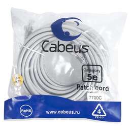 CABEUS Патч-корд PC-UTP-RJ45-CAT.5E-15M U/UTP RJ-45 вил.-вилка RJ-45 кат.5E 15м серый ПВХ