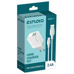 EXPLOYD EX-Z-1441 micro USB 2.4A 2хUSB белый