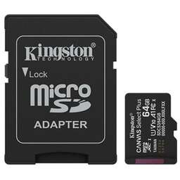 KINGSTON Карта памяти Canvas Select Plus microSDXC SDCS3/64GB 64GBV10 A1 + SD Adapter